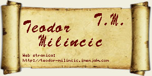 Teodor Milinčić vizit kartica